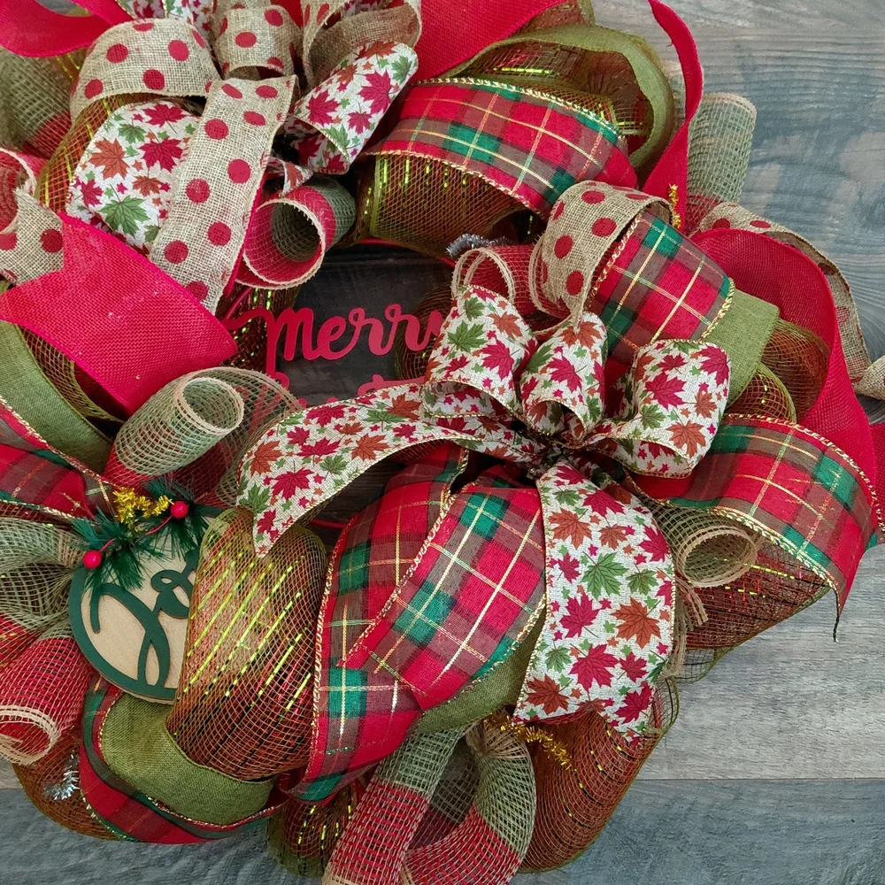 Festive Red and Green Holiday Wreath